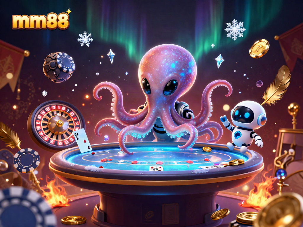 Engage with mm88 in an alien casino scene featuring vibrant games and excitement.