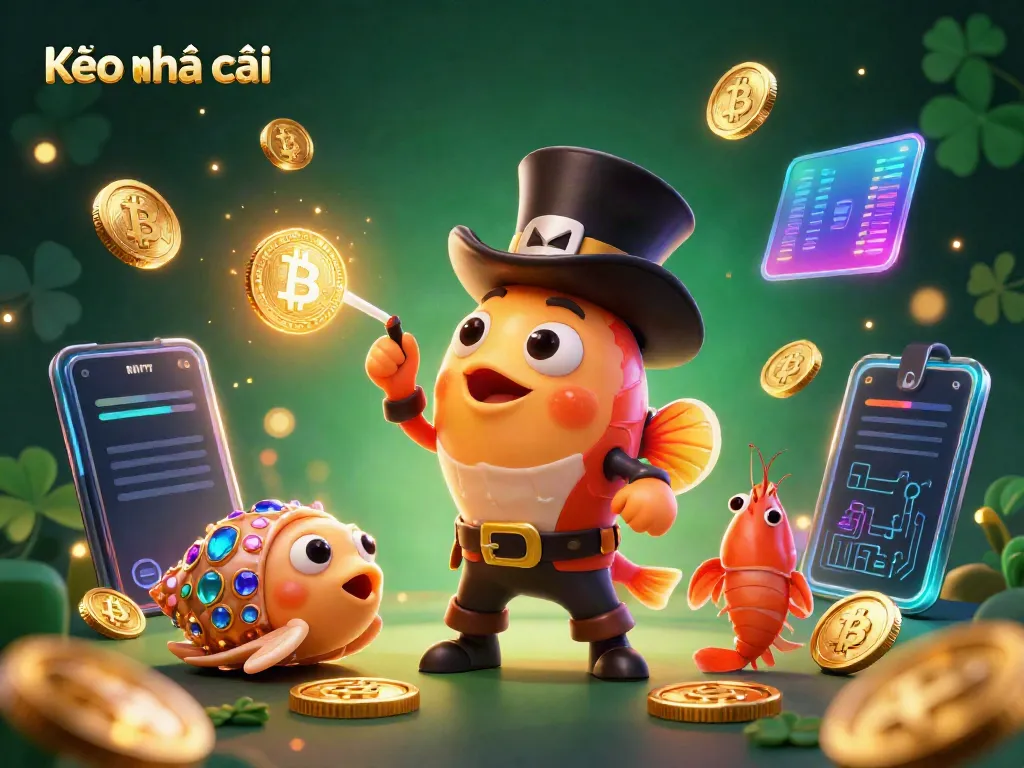 Engage with Kèo nhà cái while enjoying a dynamic 3D scene of a deep-sea anglerfish and treasure elements.