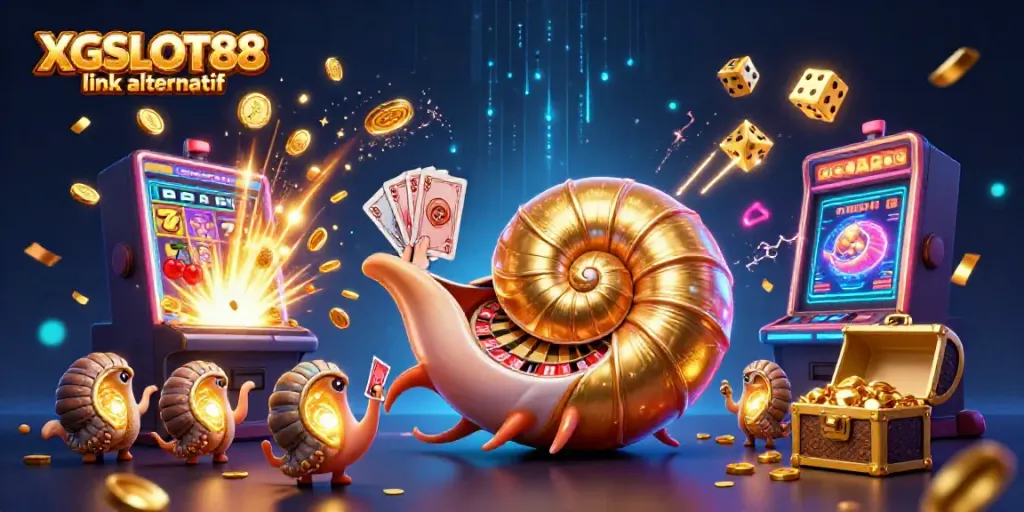 Melihat keseruan permainan di XGSLOT88 link alternatif dengan karakter nautilus kuno dan slot mesin jackpot.