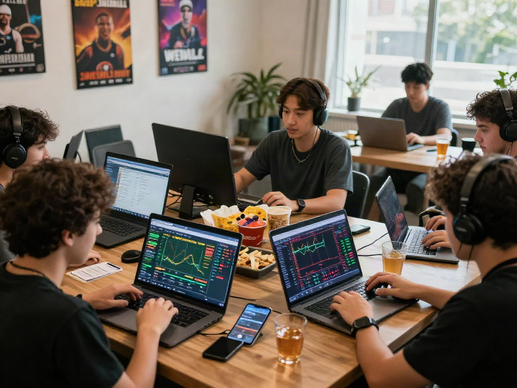먹튀폴리스 커뮤니티에서 회원들이 스포츠 베팅 전략을 논의하는 모습