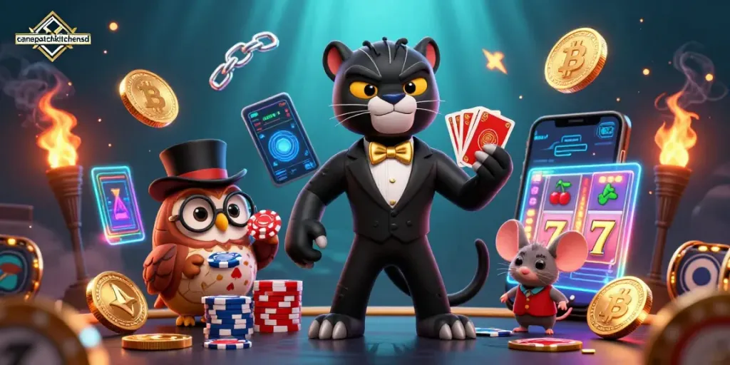 Engage with high-stakes gaming at canepatchkitchensd with vibrant 3D casino scene and energetic characters.