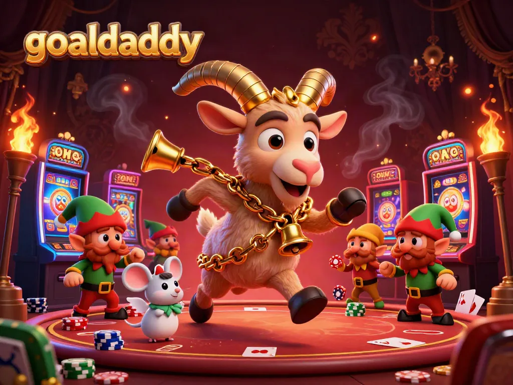 Experience the excitement of goaldaddy casino with Krampus, angel mouse, and elf gremlins in a dynamic gaming scene
