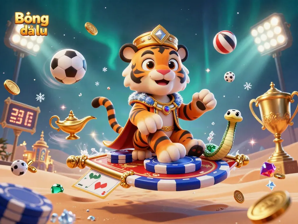 Engage in Bóng đá lu betting action with a vibrant illustration showcasing sports elements and an adventurous icon.