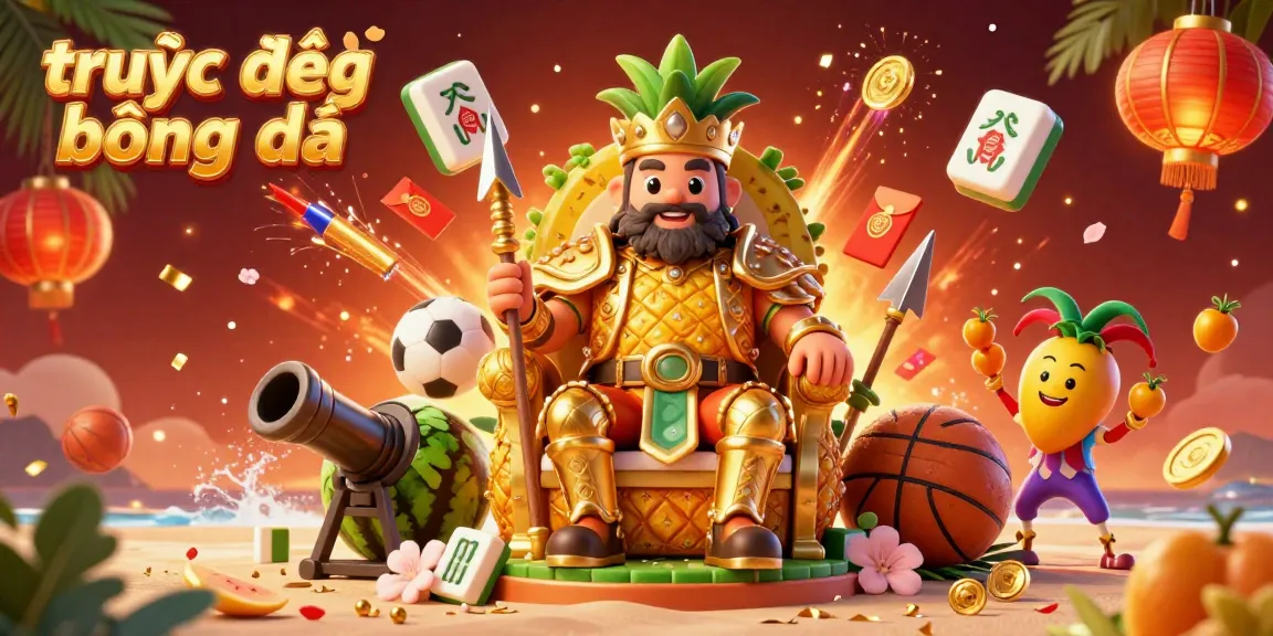 Experience trực tiếp bóng đá with dynamic sports betting elements surrounded by a vibrant beach casino scene.