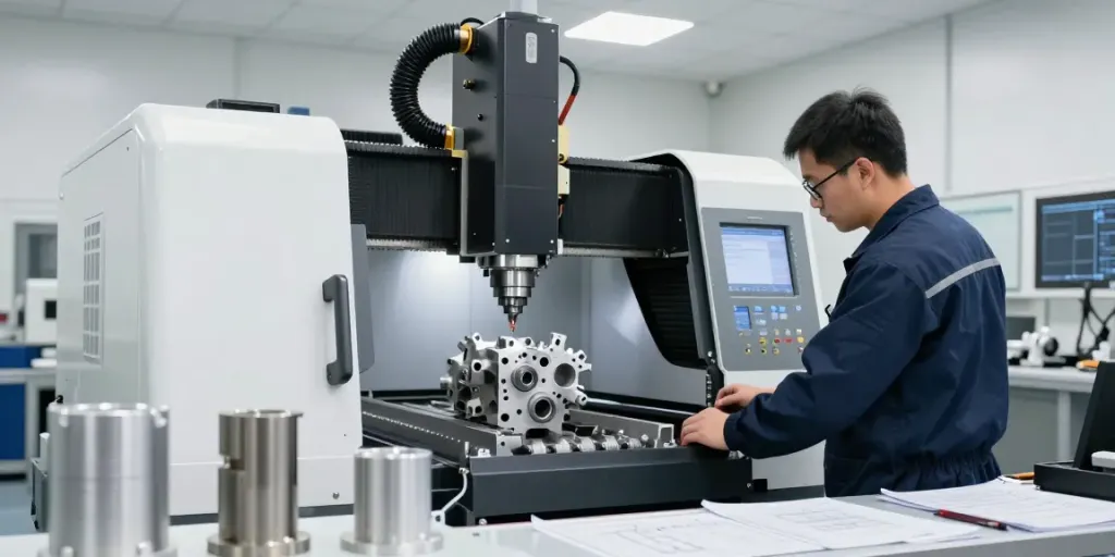 Leading aerospace CNC parts manufacturers showcasing advanced machining process in a modern workshop