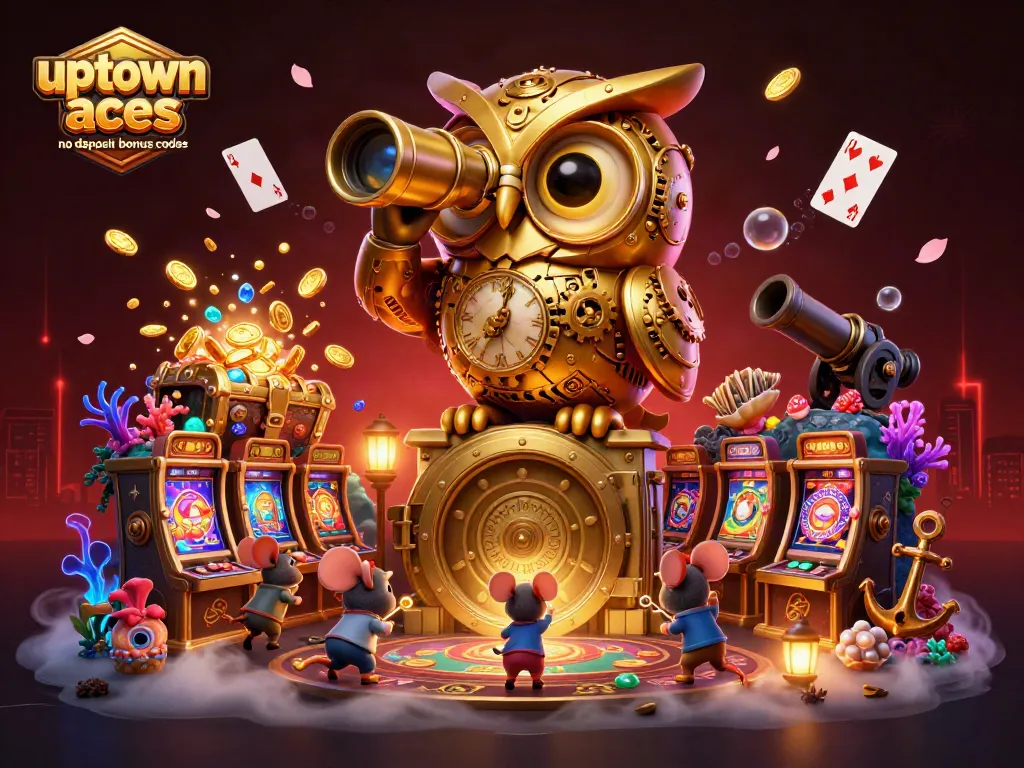 Engage with uptown aces no deposit bonus codes through this lively casino scene packed with characters and dynamic gambling elements.