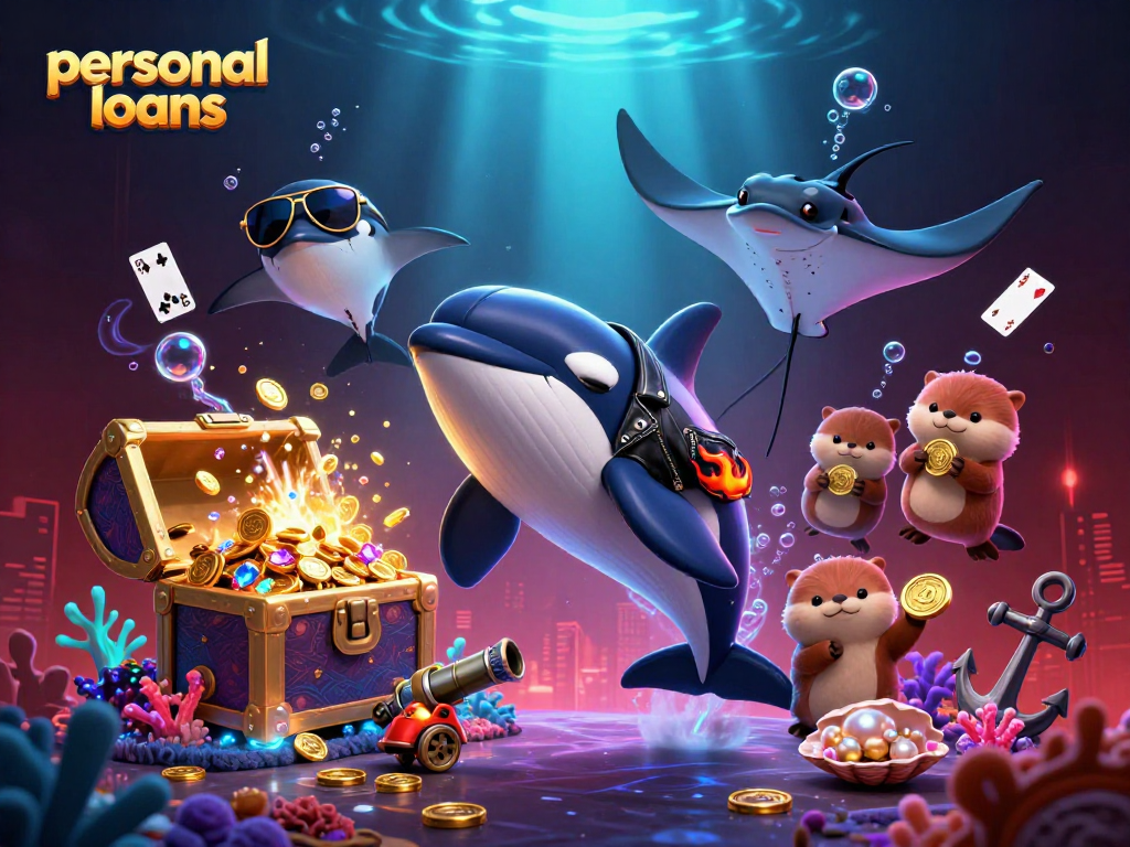 Engage with personal loans while enjoying a vibrant underwater casino adventure with colorful sea creatures.