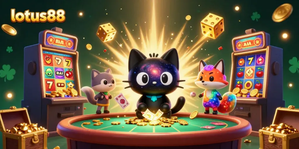 Permainan menarik di lotus88 dengan kucing lubang hitam dan nebula rubah saat mengumpulkan chip emas.