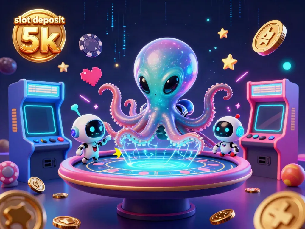 Experience the excitement of slot deposit 5k in this captivating 3D casino illustration.