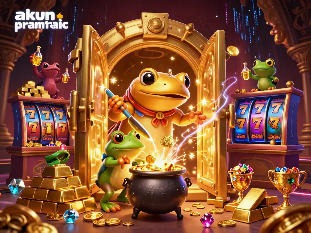 Experience akun pragmatic with a vibrant 3D casino illustration featuring a golden salamander and gaming elements.