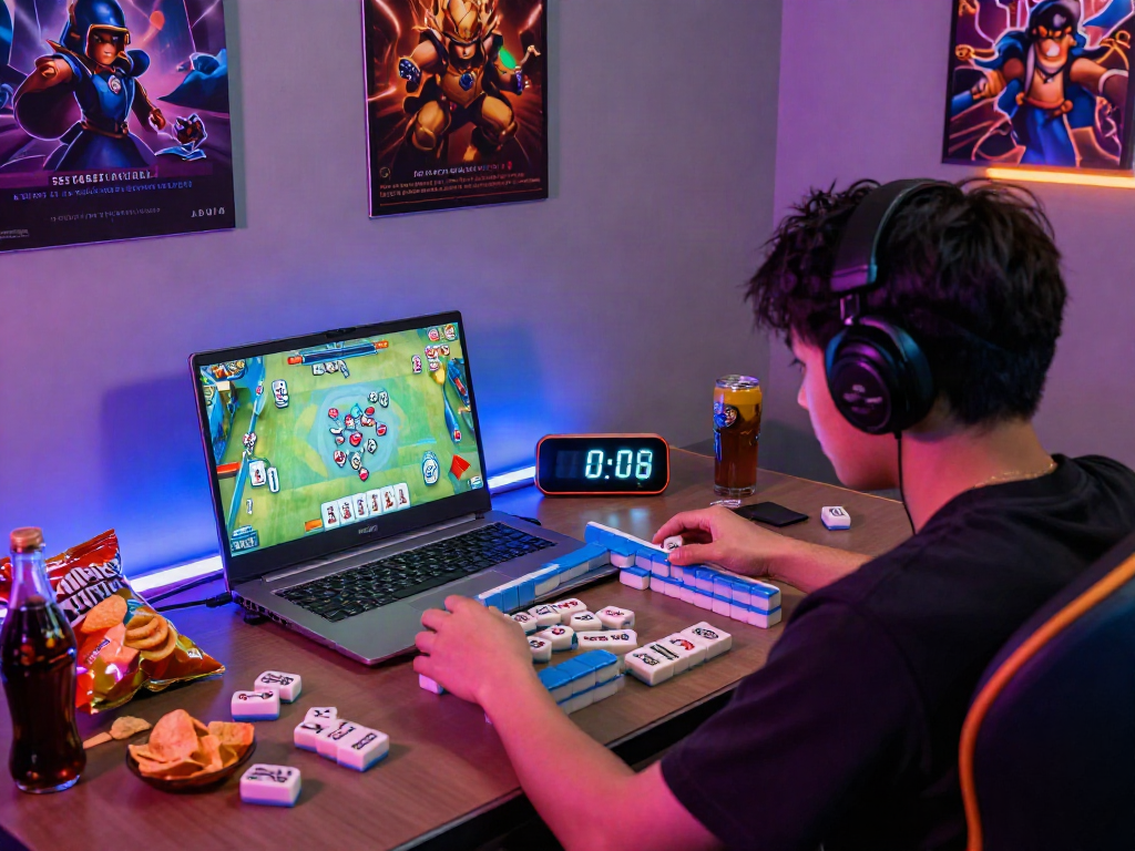 Exciting MahjongJP88 hari ini gaming experience with vibrant aesthetic and engaged player.