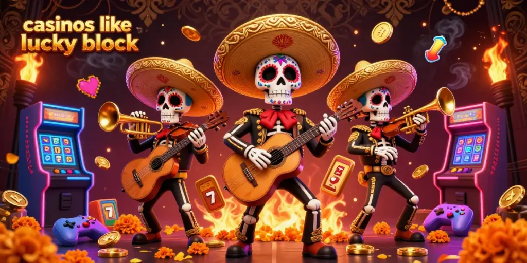 Enjoy thrilling gameplay at casinos like lucky block with vibrant skeleton mariachi characters.