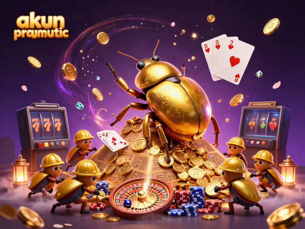 Experience premium gameplay with akun pragmatic in a vibrant, detailed casino illustration featuring golden coins and exciting slots.
